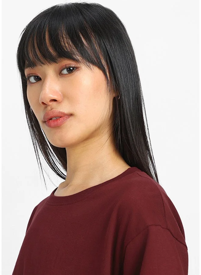 جونبيري تيشيرت قطن بيور جوني بيري بقصة بوي فريند للنساء لون مهروون